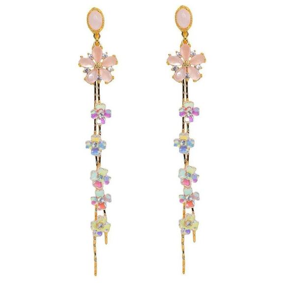 NEW | La Meno | Mini Cascading Holographic Flower Earrings - Picture 3 of 3